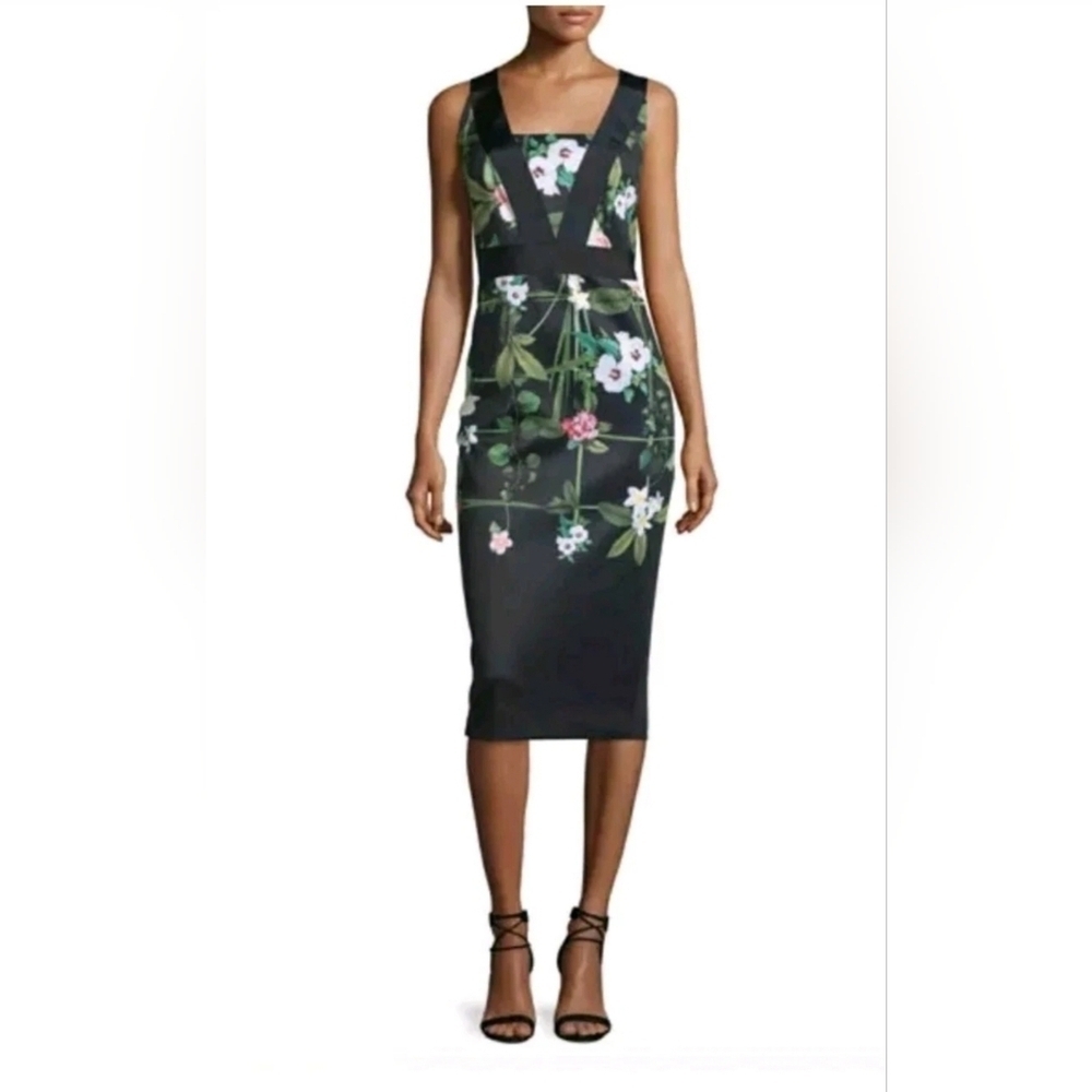 Ted Baker Kacied Secret Trellis Floral Black Dress